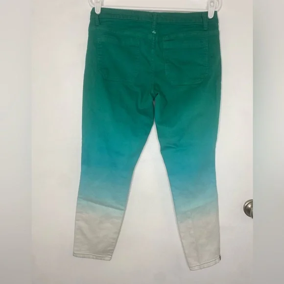 Prana Green Ombré Jeans w/ Ankle Zipper, Size 8 - Picture 5 of 5